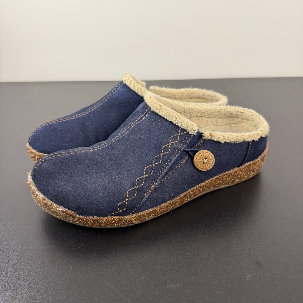 Earth Origins Aurora Johanna Clogs Women's 8W Navy Faux Fur Lined Slip On Casual - Picture 9 of 15